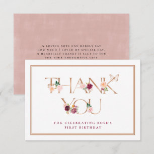 Saffron Rose Gold Butterfly Thank You Card