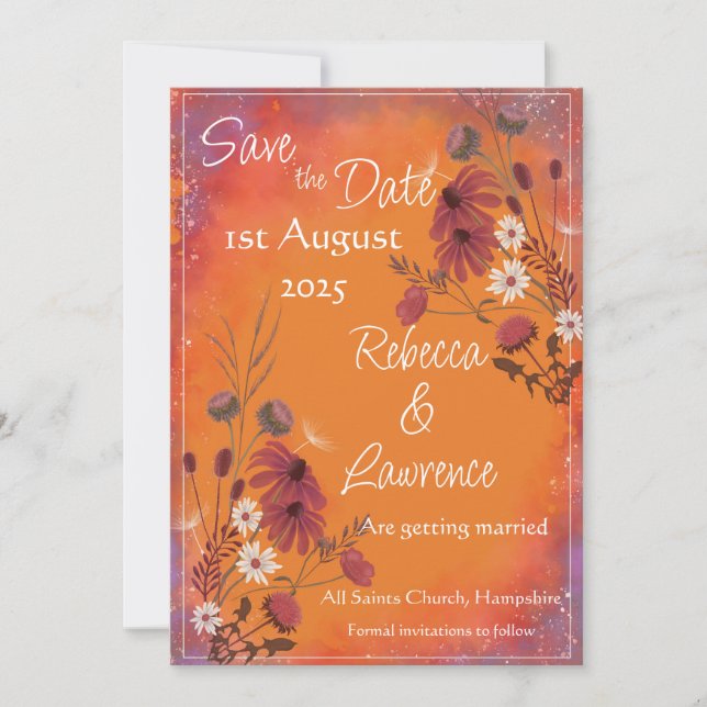 Saffron Sky Wildflowers - Wedding save the date  (Front)