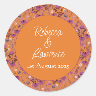 Saffron Sky Wildflowers - Wedding sticker round