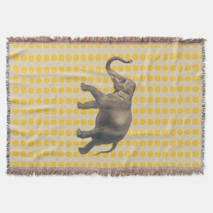 Saffron Spice Moods Dots with Elephant Throw Blanket