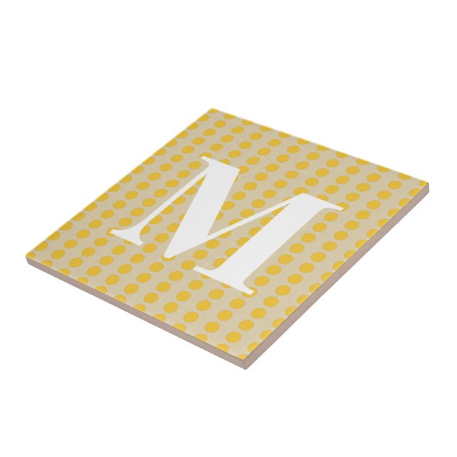 Saffron Spice Moods Dots with monogram Tile (Side)