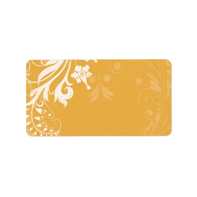 Saffron Yellow Floral Wedding Blank Address Label (Front)