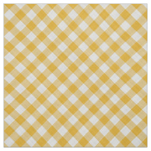 Saffron Yellow Gingham Checkered Plaid Print Fabric