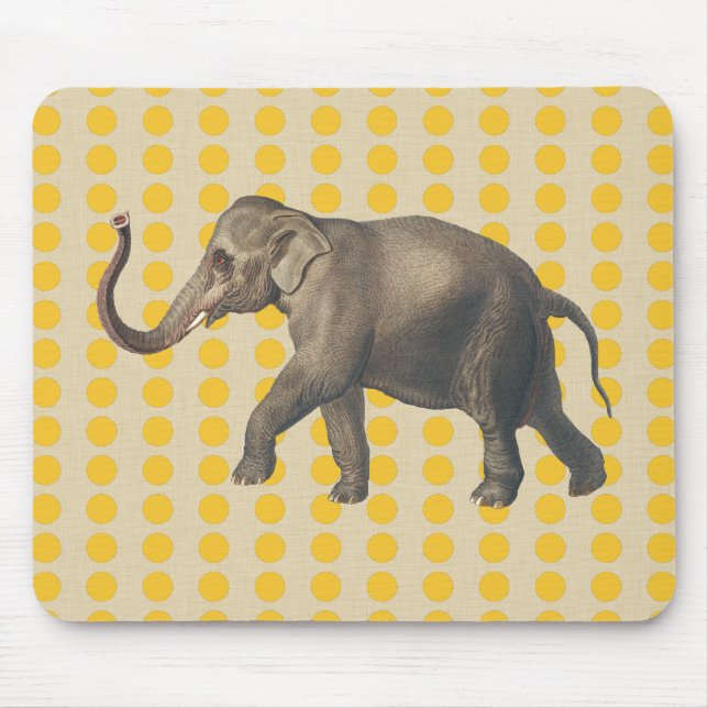 Safron Spice Moods Dots with Elephant Mouse Mat (Front)