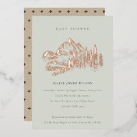 Saga Green Rose Gold Mountain Pine Baby Shower
