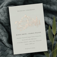 Saga Green Rose Gold Mountain Pine Sketch Wedding
