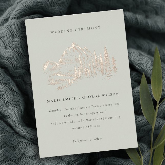 Saga Green Rose Gold Mountain Pine Sketch Wedding (Creator Uploaded)