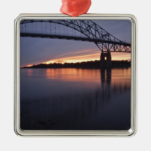 Sagamor Bridge over Cape Cod canal, 2 Metal Tree Decoration (Front)