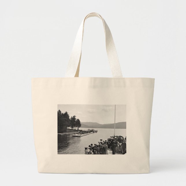 Sagamore Dock, Lake George: 1904 Large Tote Bag (Front)