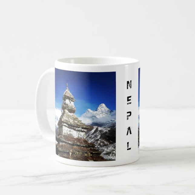 Sagarmatha - Nepal, views on Everest, Ama Dablam Coffee Mug (Front Left)