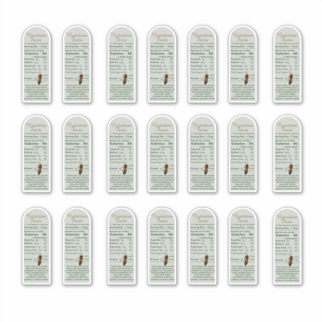 Sage 8 oz Muth Jar Nutrition Facts with Bee Vinyl (Front)