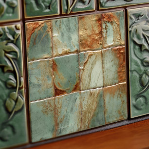 Sage Abstract Square Collection EMMA Faux Relief Tile