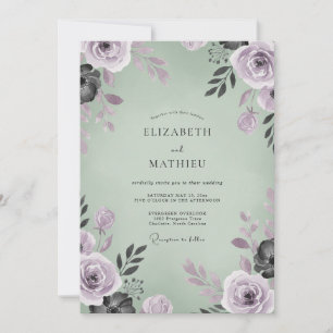 Sage Amethyst Foliage Eucalyptus Wedding Invitation