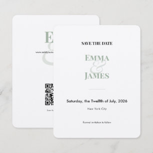 Sage Ampersand Save the Date Wedding Card