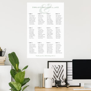 Sage Ampersand Wedding 12 Seating Chart