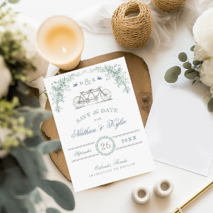 Sage and Blue Vintage Bicycle Save the Date