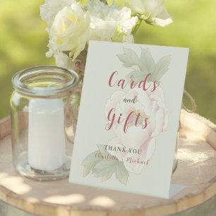 Sage and Blush Pink Floral Cards & Gifts Sign