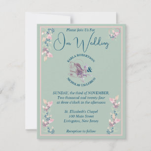 Sage and Blush Pink Floral Wedding Invitation