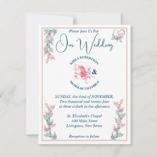 Sage and Blush Pink Floral Wedding Invitation