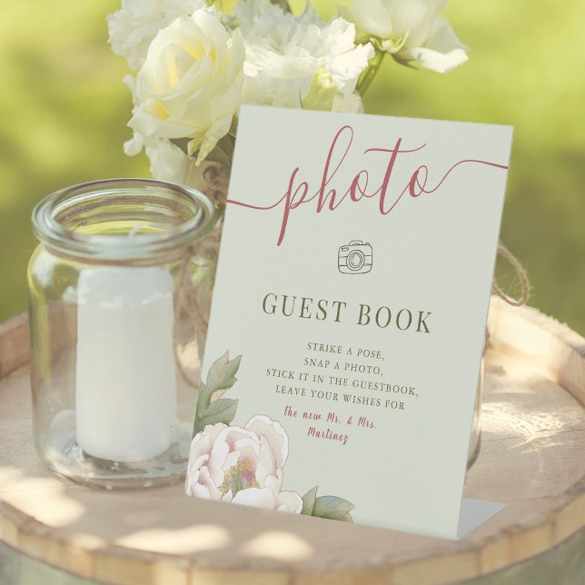Sage and Blush Wedding Photo Guestbook Sign (Creator Uploaded)