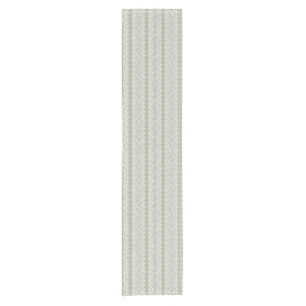 Sage and Cream Banded Ikat Scallop Short Table Runner