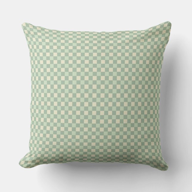 Sage and Cream Check Pillow 20x20 (Front)