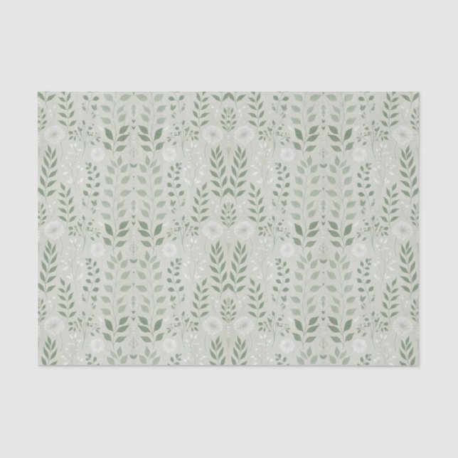 Sage and Dandelions Green Tissue Paper (Front)