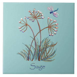 Sage and dragonfly tile