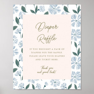 Sage and Dusty Blue Floral 8x10 Diaper Raffle Sign