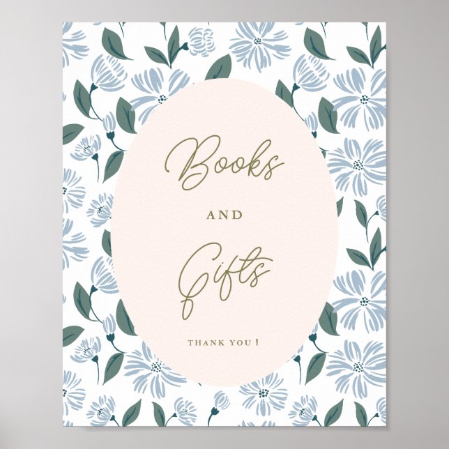 Sage and Dusty Blue Floral Baby Shower Custom Sign (Front)