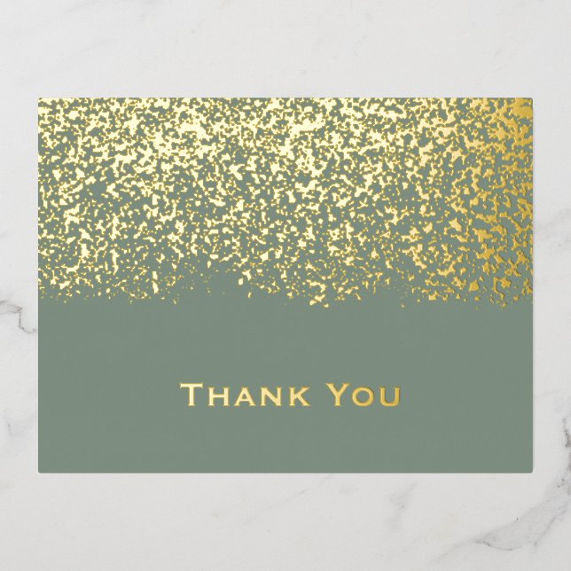 Sage and Gold Foil Wedding Thank You Card (Front)