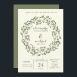 Sage and Ivory Rustic Botanical Wreath Wedding Invitation<br><div class="desc">This modern rustic design features a sage green botanical wreath,  on an ivory background. The back of the invitation is also sage. Easily personalise with your wedding information for a trendy,  custom look.</div>