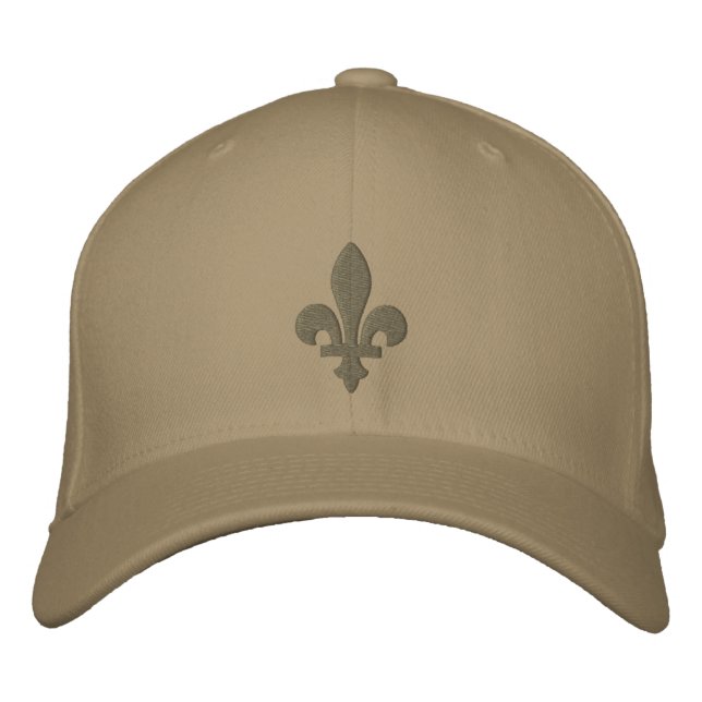 Sage and Khaki Fleur de lis Embroidered Hat (Front)