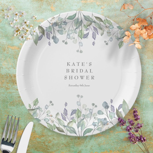 Sage and Lilac Floral Bridal Shower Paper Plate (Creator Uploaded)