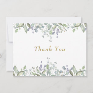 Sage and Lilac Floral Greenery Gold Thank You Card