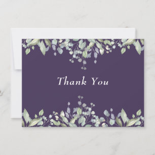 Sage and Lilac Floral Greenery Purple Thank You Card
