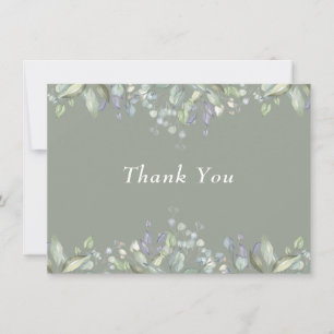 Sage and Lilac Floral Greenery Sage Green Thank You Card