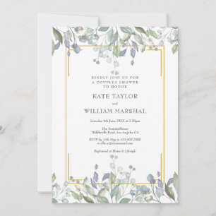 Sage and Lilac Floral Wedding Couples Shower Invitation