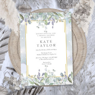 Sage and Lilac Floral Winter Bridal Shower Invitation