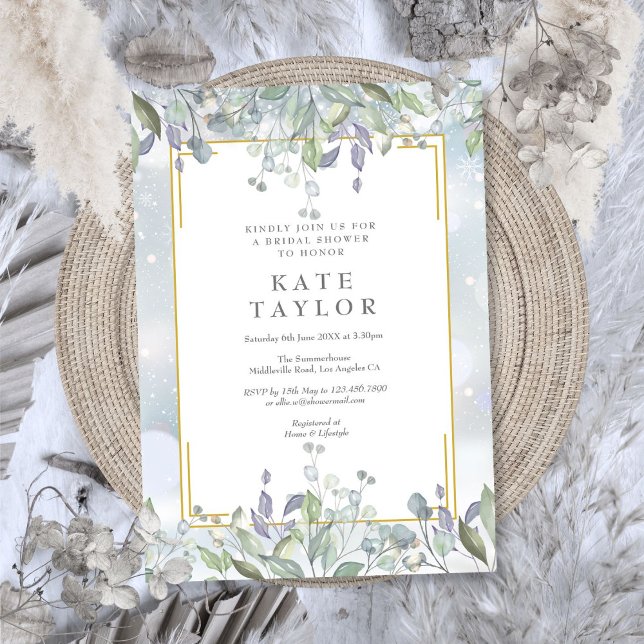 Sage and Lilac Floral Winter Bridal Shower Invitation (Sage and Lilac Floral Winter Bridal Shower Invitation)