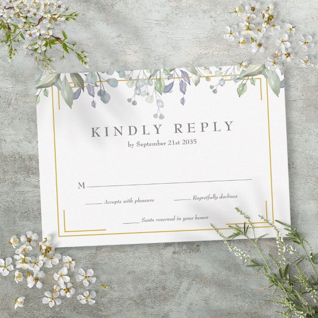 Sage and Lilac Greenery Watercolor Floral RSVP Card (Sage and Lilac Greenery Watercolor Floral RSVP Card)