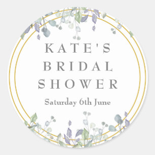 Sage and Lilac Pasture Bridal Shower Classic Round Sticker