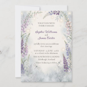 Sage and Mauve Wild Foxglove Enchanted Forest Invitation