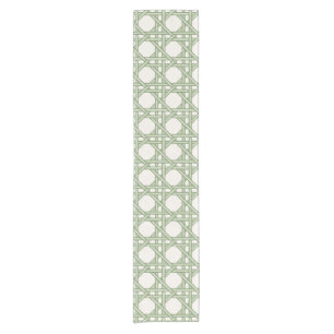 Sage and Olive Rattan Weave, Bone Short Table Runner