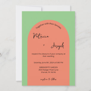 Sage and Salmon Modern Wedding Invitation