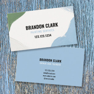 Sage and Sky Blue Layered Brush Sweeps Painting Business Card