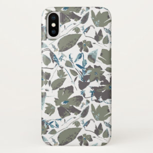 Sage And Teal-Blue Floral Watercolor Pattern iPhone X Case