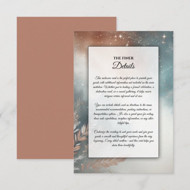 Sage and Terracotta Stardust Skies Wedding Enclosure Card (Front/Back)
