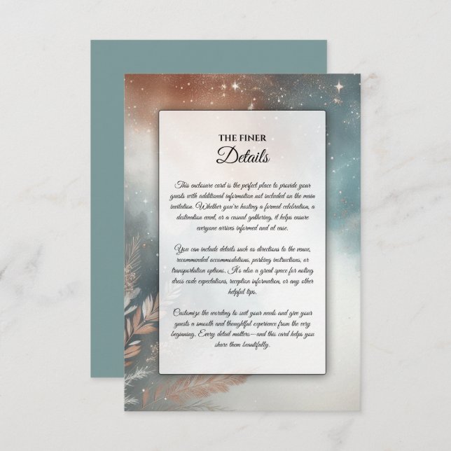 Sage and Terracotta Stardust Skies Wedding Enclosure Card (Front/Back)