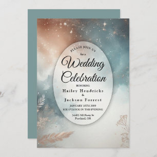 Sage and Terracotta Stardust Skies Wedding Invitation